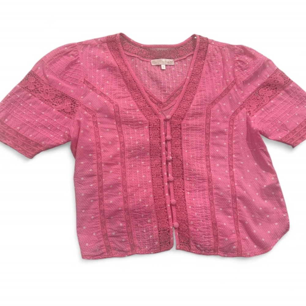 LoveShackFancy Pink Lace Blouse